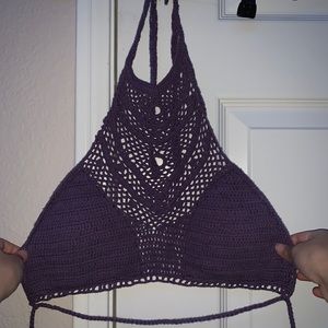 Dark pastel purple Lisa Maree crochet top💜